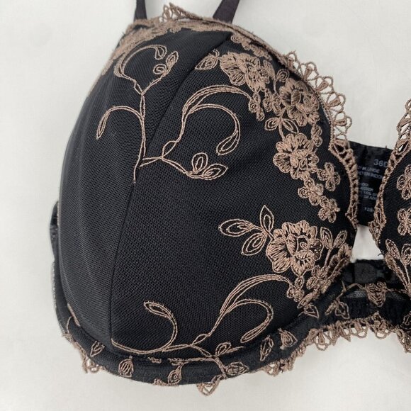 Ambrielle Women Bra 36DD Black Extreme Push Up Lace Underwire Adjustable Straps - Picture 4 of 6